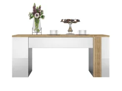 Ławy I Stoliki></noscript>ML Meble Stolik kawowy z szufladą 60x110cm ADAGIO biały połysk