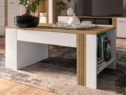 Ławy I Stoliki></noscript>ML Meble Stolik kawowy z szufladą 60x110cm ADAGIO biały połysk