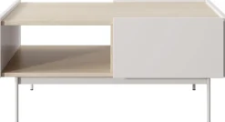 Ławy I Stoliki>PIASKI Stolik kawowy z szufladami do salonu 65x97 cm CRYSTAL kaszmir