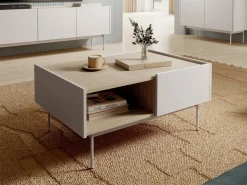 Ławy I Stoliki></noscript>PIASKI Stolik kawowy z szufladami do salonu 65x97 cm CRYSTAL kaszmir