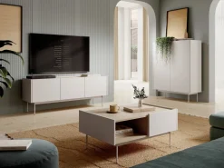 Ławy I Stoliki></noscript>PIASKI Stolik kawowy z szufladami do salonu 65x97 cm CRYSTAL kaszmir