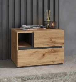 Meble Dla Dzieci|Zestawy Mebli Do Sypialni></noscript>Helvetia Stolik nocny do sypialni z szufladami 55 cm CROSS dąb wotan