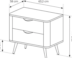Meble Dla Dzieci|Szafki Nocne></noscript>LASKI Stolik nocny do sypialni z szufladami VALIO dąb dunin