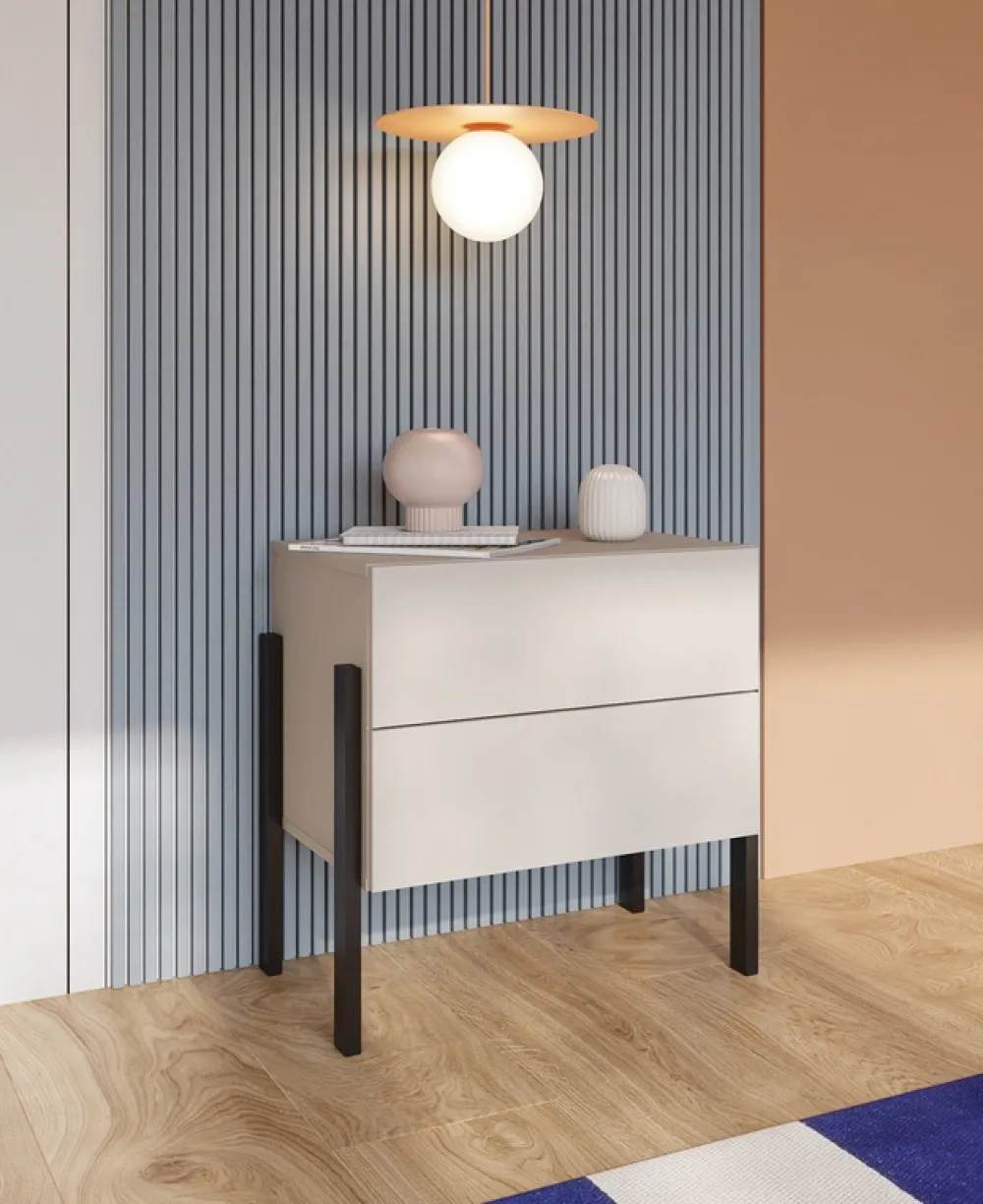 Meble Dla Dzieci|Zestawy Mebli Do Sypialni>Helvetia Stolik nocny do sypialni z szufladami 55 cm kaszmir JUKON