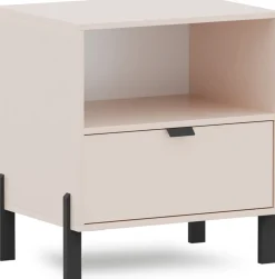 Zestawy Mebli Do Salonu|Szafki Nocne>Stolar Stolik nocny szafka nocna do sypialni beżowy z szufladą CALISSA