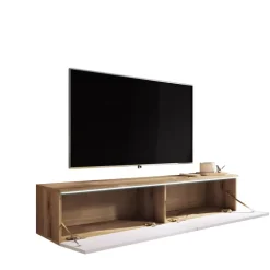 Szafki Rtv>BRATEX Stolik pod tv dąb wotan biały połysk BROMI