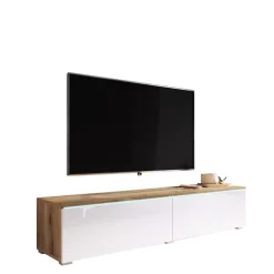 Szafki Rtv></noscript>BRATEX Stolik pod tv dąb wotan biały połysk BROMI