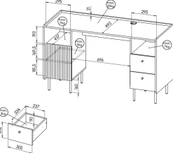 Biurka></noscript>DOLMAR Stylowe biurko z dwiema szufladami 135 cm PINNACLE