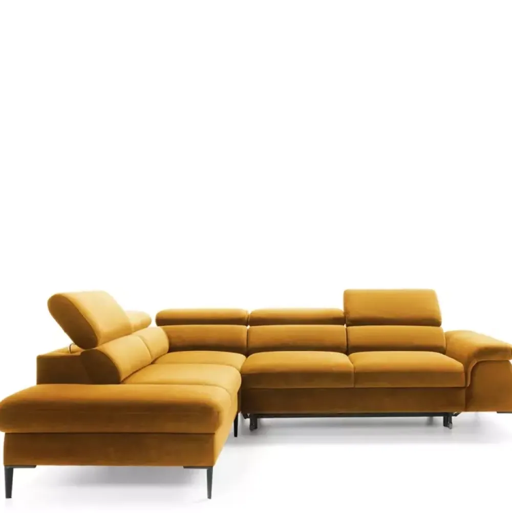 Narożniki>PIASKI Stylowy niebieski narożnik z funkcją spania BLOOM