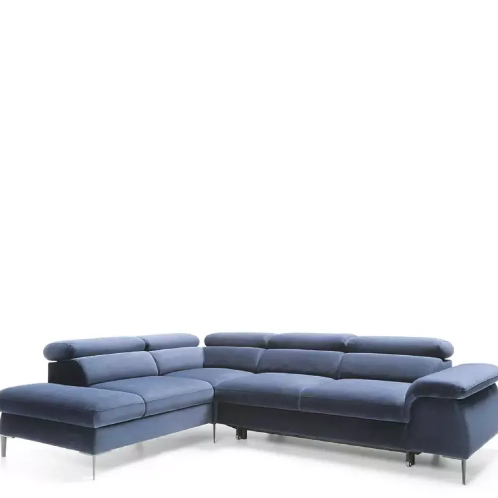 Narożniki>PIASKI Stylowy niebieski narożnik z funkcją spania BLOOM