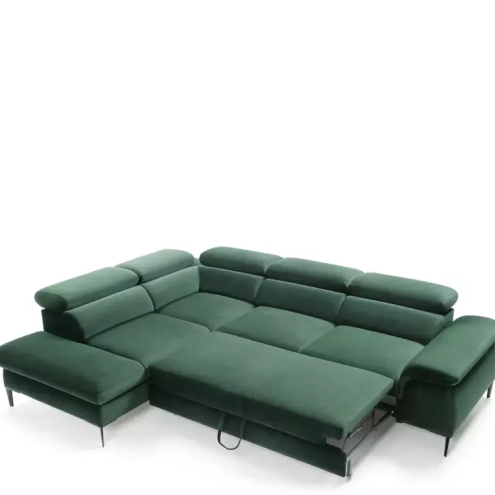 Narożniki>PIASKI Stylowy niebieski narożnik z funkcją spania BLOOM