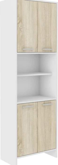 Meble Łazienkowe|Szafki Łazienkowe>Lempert Słupek do łazienki z półkami 60 cm MORENA dąb sonoma