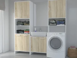 Meble Łazienkowe|Szafki Łazienkowe></noscript>Lempert Słupek do łazienki z półkami 60 cm MORENA dąb sonoma