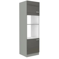 Meble Kuchenne>Lempert Słupek pod zabudowę mikrofali i piekarnika 60 cm SILVER szary