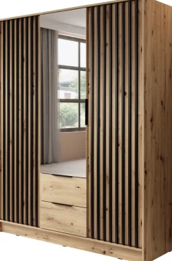 Meble Młodzieżowe|Zestawy Mebli Do Przedpokoju>PIASKI Szafa 155 cm dąb artisan KELLY