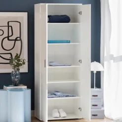 Meble Młodzieżowe|Zestawy Mebli Do Przedpokoju>INTER MEBLE Szafa 70 cm do przedpokoju dwudrzwiowa KONTI z półkami uchylna biały