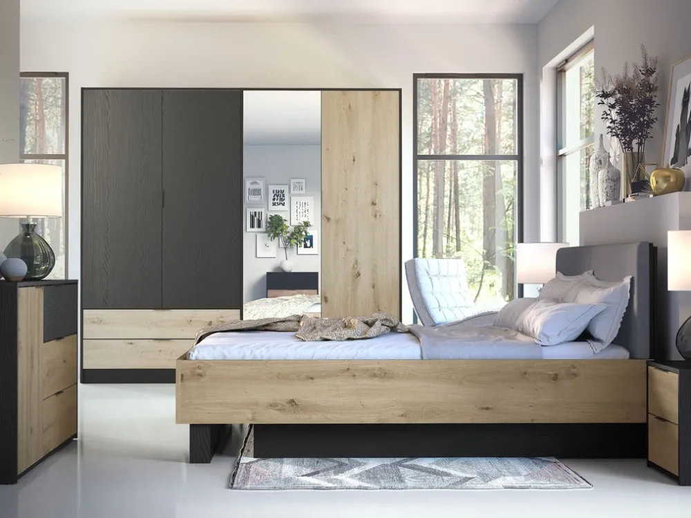 Zestawy Mebli Do Sypialni|Szafy Do Sypialni>MEBLOSIEK Szafa 220 cm do sypialni czterodrzwiowa UTOPIA z szufladami