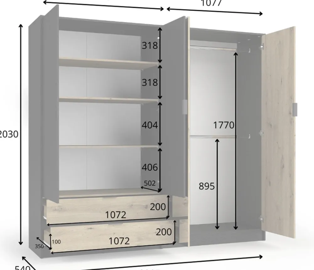 Zestawy Mebli Do Sypialni|Szafy Do Sypialni>MEBLOSIEK Szafa 220 cm do sypialni czterodrzwiowa UTOPIA z szufladami