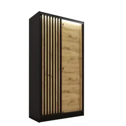Szafy Trzydrzwiowe|Szafy Do Przedpokoju>BROMARKT Szafa 100 cm z lamelami LAMEL 3D dąb artisan
