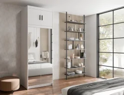 Meble Dla Dzieci|Zestawy Mebli Do Przedpokoju></noscript>Lempert Szafa 90 cm z lustrem i nadstawką do sypialni KUBA biały