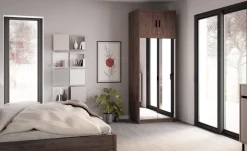 Szafy Modułowe|Szafy Dwudrzwiowe></noscript>Lempert Szafa 90 cm z lustrem i nadstawką do sypialni KUBA dąb lefkas