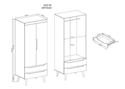 Szafy Dwudrzwiowe|Szafy Młodzieżowe></noscript>PIASKI Szafa biała połysk 80 cm RENI