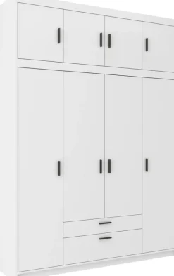 Zestawy Mebli Do Przedpokoju|Szafy Modułowe></noscript>Lempert Szafa czterodrzwiowa 176 cm do garderoby z nadstawką KUBA biały