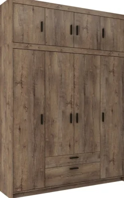Garderoby|Meble Młodzieżowe></noscript>Lempert Szafa czterodrzwiowa 176 cm z nadstawką KUBA dąb lefkas