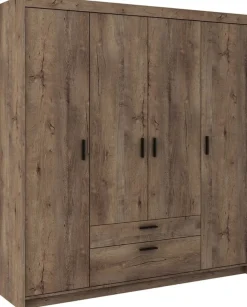 Garderoby|Meble Młodzieżowe></noscript>Lempert Szafa czterodrzwiowa 176 cm z nadstawką KUBA dąb lefkas