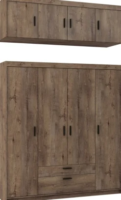 Garderoby|Meble Młodzieżowe></noscript>Lempert Szafa czterodrzwiowa 176 cm z nadstawką KUBA dąb lefkas