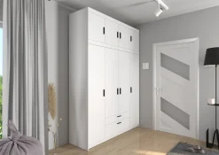 Garderoby|Meble Młodzieżowe>Lempert Szafa czterodrzwiowa 176 cm do garderoby z nadstawką KUBA biały
