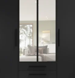 Zestawy Mebli Do Sypialni|Szafy Do Sypialni></noscript>GiB Meble Szafa czterodrzwiowa z lustrem 200 cm do sypialni MAXIDO czarny