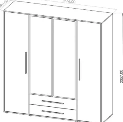 Zestawy Mebli Do Sypialni|Szafy Do Sypialni></noscript>GiB Meble Szafa czterodrzwiowa z lustrem 200 cm do sypialni MAXIDO czarny