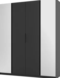 Szafy Młodzieżowe|Szafy Otwierane>Lempert Szafa czterodrzwiowa z lustrem czarna 200 cm KARAT czarny