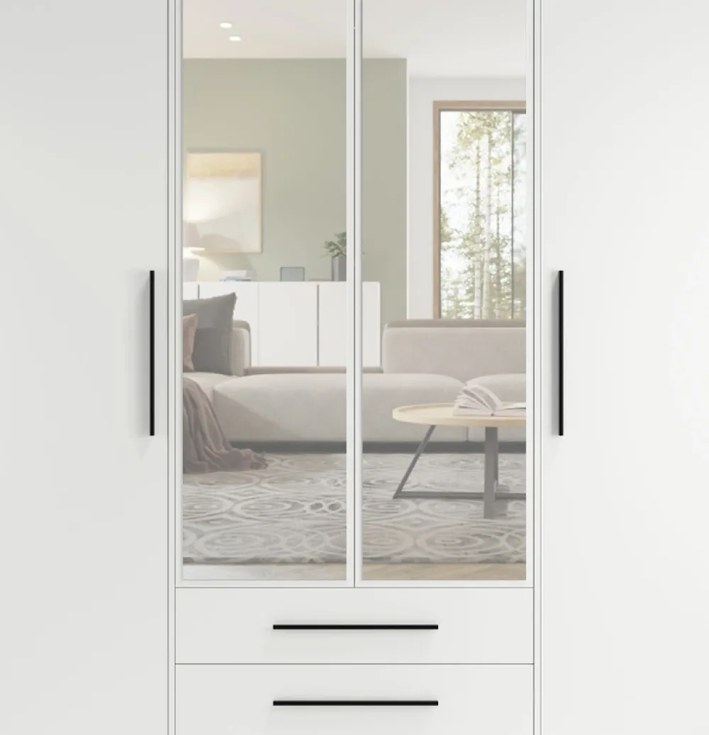 Zestawy Mebli Do Sypialni|Szafy Do Sypialni>GiB Meble Szafa czterodrzwiowa z lustrem 200 cm do sypialni biała MAXIDO biały