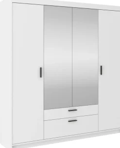 Zestawy Mebli Do Przedpokoju|Szafy Modułowe></noscript>Lempert Szafa czterodrzwiowa z nadstawką z lustrami KUBA biały