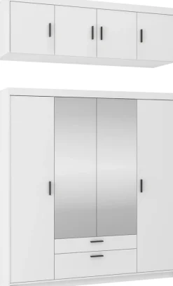 Garderoby|Meble Młodzieżowe></noscript>Lempert Szafa czterodrzwiowa z nadstawką z lustrami KUBA biały
