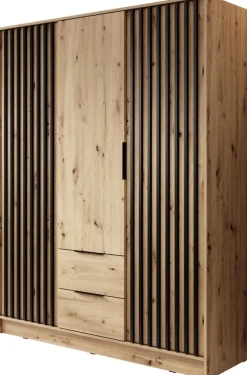 Meble Młodzieżowe|Zestawy Mebli Do Przedpokoju>PIASKI Szafa dąb artisan 155 cm KELLY