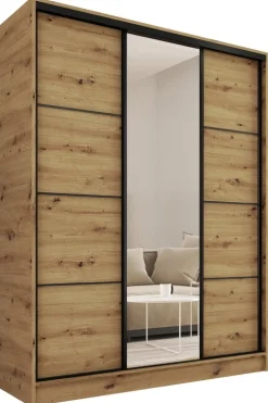 Zestawy Mebli Do Przedpokoju|Szafy Trzydrzwiowe>BROMARKT Szafa 150 cm LOFT dąb artisan