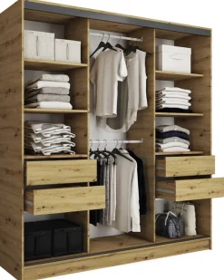 Zestawy Mebli Do Przedpokoju|Szafy Trzydrzwiowe>BROMARKT Szafa 180 cm LOFT dąb artisan