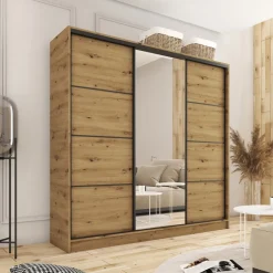 Zestawy Mebli Do Przedpokoju|Szafy Trzydrzwiowe></noscript>BROMARKT Szafa 180 cm LOFT dąb artisan