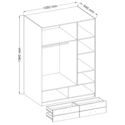 Garderoby|Meble Młodzieżowe>Lempert Szafa do przedpokoju 135 cm ESTELLA buk