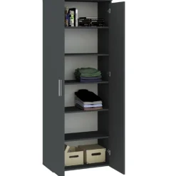 Meble Młodzieżowe|Zestawy Mebli Do Przedpokoju>INTER MEBLE Szafa do przedpokoju uchylna 70 cm KONTI dwudrzwiowa czarna czarny