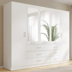 Garderoby|Zestawy Mebli Do Przedpokoju></noscript>MEBLOSIEK Szafa do przedpokoju z lustrem KONGO 250 cm biała