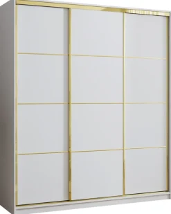 Szafy Trzydrzwiowe|Szafy Do Przedpokoju>BROMARKT Szafa do sypialni 180 cm GOLD NEW mat biały