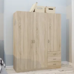 Zestawy Mebli Do Przedpokoju|Szafy Trzydrzwiowe></noscript>INTER MEBLE Szafa do sypialni 146 cm z szufladami GENTIO trzydrzwiowa dąb sonoma