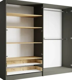 Zestawy Mebli Do Sypialni|Szafy Do Sypialni></noscript>MEBLOSIEK Szafa do sypialni czterodrzwiowa 220 cm RUSTICA szary grafit