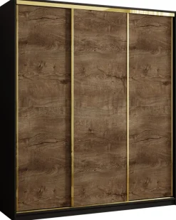 Szafy Trzydrzwiowe|Szafy Przesuwne>BROMARKT Szafa do sypialni z szufladami 180 cm GOLD NEW dąb lefkas