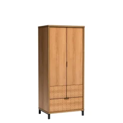 Zestawy Mebli Do Sypialni|Szafy Dwudrzwiowe>JARSTOL Szafa do sypialni z szufladą 86 cm FONETTI dąb karmel