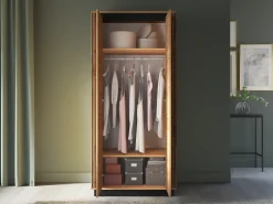 Zestawy Mebli Do Sypialni|Szafy Dwudrzwiowe>ML Meble Szafa dwudrzwiowa do sypialni 92 cm dąb craft złoty czarny z półkami i drążkiem UMIO